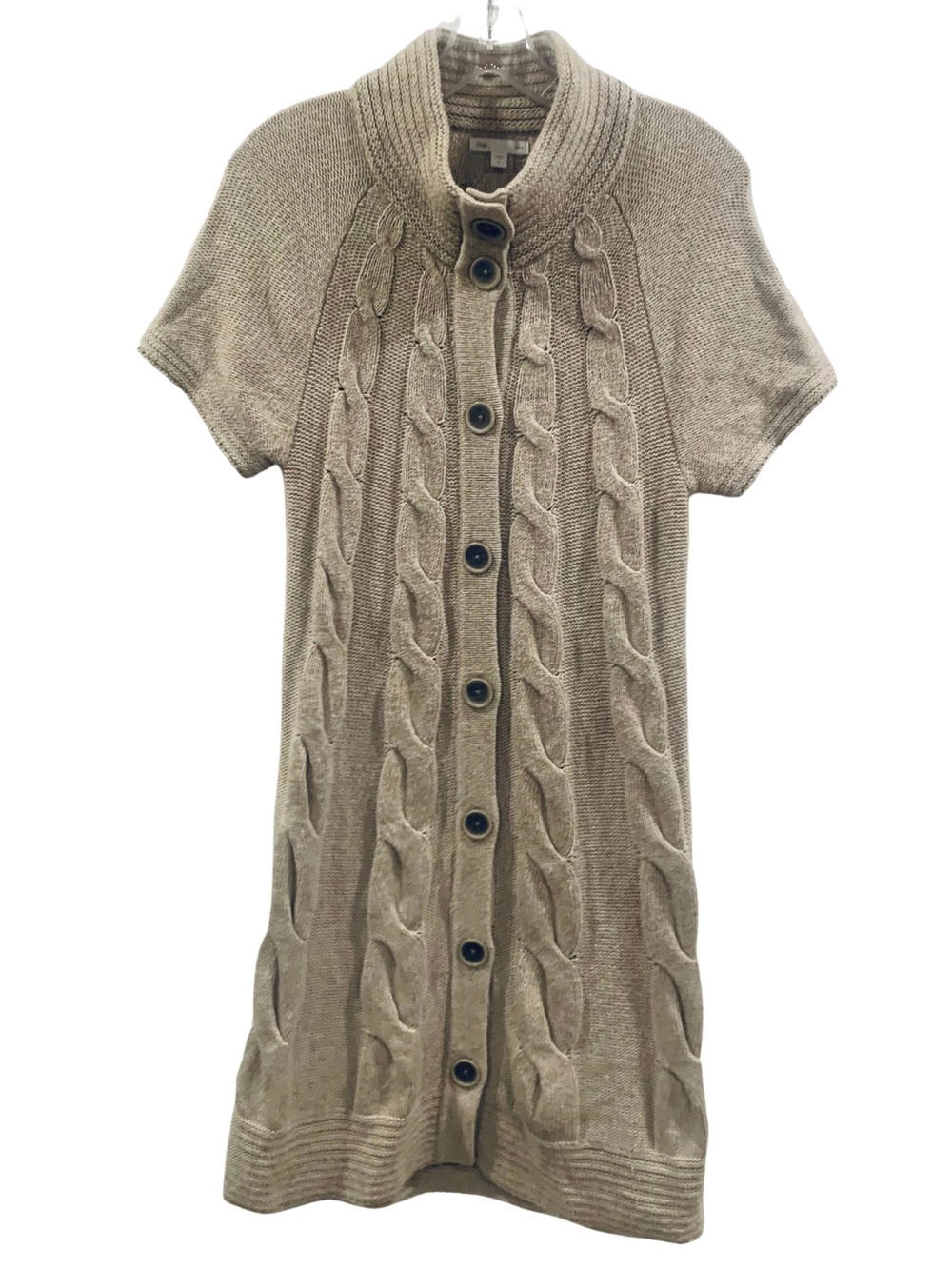GAP Short-Sleeve Cable Knit Button-Front Cardigan - Tan